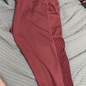 Source Unknown Dusty Rose Leggings with Striped Side Panel